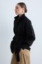 Women's Knitwear High Neck Buttoned Belted Cardigan Long Sleeve Relaxed Fit Knit Cardigan -Black - 4