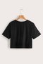 Griland Women's Black Cute Cat Printed Oversize Crop Top - 3
