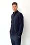 Men's Long Sleeve Knitted Shirt Navy Blue - 70085 - 4