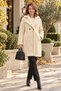 Women's Double-Breasted Lined Buttoned Beige Plush Coat - 2