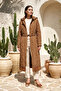 Inflatable Quilted Coat with Zipper and Snap Fasteners on the Front and Removable Belt 570079 Brown