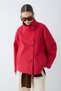 Women's Stand Collar Buttoned Pocket Detailed Long Sleeve Coat - Red - 3