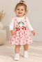 Baby Girl Cherry Patterned Pink Salopet Dress Long Sleeve Body 2-Piece Set
