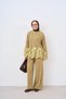 Women's Self-Patterned Ruffle Detail Knitwear Set Oil Green - 4