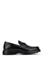 Men's Genuine Leather Black Open-Toe Loafer Shoes