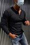 Zex Men's Waffle Textured Buttoned Judge/Henley Collar Basic Long Sleeve Top - 2