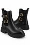 Strada Double Buckle Elastic Thick Sole Casual Women's Boots