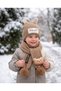 2-8 Years Old Unisex Double Pompom Bear Scarf and Beanie Set Knitted Winter Scarf and Beanie Set with Ears
