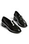 Z820066211 Black Crocodile Printed Thick Heeled Loafer Shoes - 5