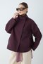 Women's Stand Collar Buttoned Pocket Detailed Long Sleeve Coat - Plum - 2