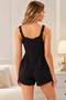 Black Lace and Button Detailed Viscose Woven Pajama Set with Shorts Pt00193 - 2