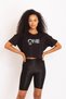 Griland Women's Black One Printed Oversize Crop Top