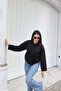Diver Fabric Shirt Collar Hidden Button Crop Jacket — Black - 2