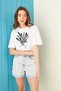 Griland Women's White You Want Printed Oversize Crop Top
