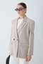 Women's Double-Breasted Collar Blazer Jacket with Double Button Pocket Flap Detail - Beige - 3