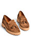 Z944014461 Tan Suede Thick Sole Tasseled Loafer Shoes - 7