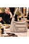 Women's 7-Section Multi-Pocket Luxury Shoulder Bag with Adjustable Strap, Zipper, Quality Faux Leather Daily Gift Bag - 3