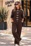 Şans Li̇fe Women's Striped Mesh Jacket and Pants Double Set - 6