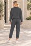 Women's Crew Neck Textured Off-Shoulder Soft Textured Sweatshirt and Ankle-Length Soft Textured Pants Set with Elastic Waist Lycra Stretchable Pockets Sporty Stylish Two-Piece Combination Anthracite - 3