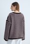 Women's Knitwear Striped Crew Neck Oversize Long Sleeve Knitted Sweater -Pink - 7