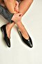 Z820402060 Black Rustic V-Cut Blunt Toe Women's Ballerinas