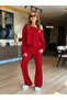 Women's One-Shoulder Open Long-Sleeved Short Modal Blouse and Wide-Leg Pants Two-Piece Set