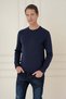 Slim Fit Ribbed Plain Navy Blue Wool Crew Neck Knitwear Sweater Tr 900 - 3