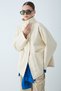 Women's Stand Collar Long Sleeve Short Coat with Snap Pocket Detail - Stone - 4