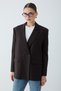 Women's Double-Breasted Collar Blazer Jacket with Double Button Pocket Flap Detail - Brown - 6