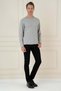 Slim Fit Ribbed Plain Gray Wool Crew Neck Knitwear Sweater Tr 900 - 2