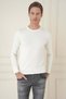 Slim Fit Ribbed Plain Ecru Wool Crew Neck Knitwear Sweater Tr 900