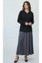 Women's Middle-Aged and Older Women's V-Neck Patterned Knitted Bluz - 4