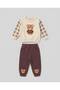 2-Piece Baby Boy Bear Embroidered Cotton 3-Threaded Baby Set 6-9-9-12 12-18-24 Months Top and Bottom 2-Piece Newborn Baby Set Winter Set