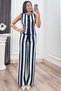 Women's Winter Navy Striped Knitwear Vest Pants Set 20327 - 5