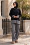 Two Color Knitwear Set Black Hm2962