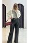 Wide Leg Faux Leather Trousers - 3