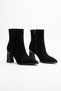 Muder Pointed Toe Mid-Stitched Women's Heeled Boots Black Suede - 2