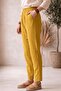 Sofia Yellow Elastic Waist Linen Look Trousers - 2