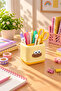 Yellow Decorative Desktop Pen Holder – Dual Compartment Organizer - 3