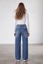 Women's dark blue high waist wide leg jean pants alc-x15917 - 5
