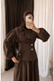 Two-Button Voile Dress with Belt - 5176 - Bitter Brown - 2