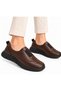 Yc 703 Women's Brown Genuine Leather Orthopedic Rubber Detailed Daily Comfortable Soft Shoes