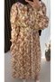 Floral Patterned Front Buttoned Chiffon Dress - 5165 - Cream - 2