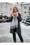 Gray Wool Textured Long Fringed and Soft Shawl Scarf 32106 - 4