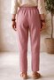 Sofia Pink Linen Look Trousers with Elastic Waist - 3