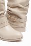 Nare Women's Cream Shiny Skin Suede Buckle Detailed Short Boots - 3