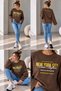 Women's Printed Loose Sleeve Oversize Slim Sweatshirt Trend Model Mu3535 - 5