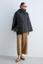 Women's Shawl Collar Single Button Oversize Short Coat with Pocket Detail Wide Sleeve Coat - Anthracite - 3