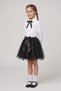 Girl's Black Bow Lace White Long Sleeve Shirt Black Tutu Skirt 29 October 23 April Show Outfit - 2