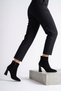 Muder Pointed Toe Mid-Stitched Women's Heeled Boots Black Suede